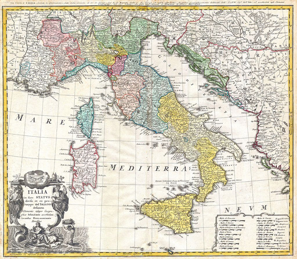 mappe antiche Italia homann
