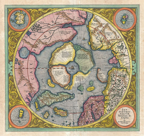 mappe antiche Polo Nord mercator
