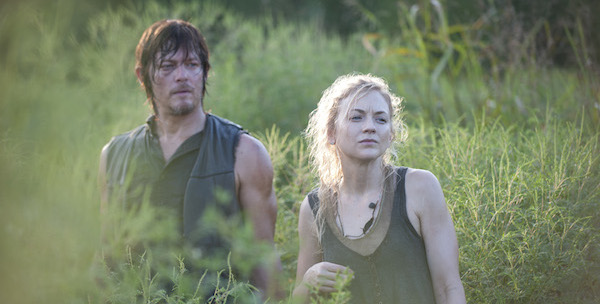 Daryl Dixon (Norman Reedus) and Beth Greene (Emily Kinney) - The Walking Dead _ Season 4, Episode 10 - Photo Credit: Gene Page/AMC