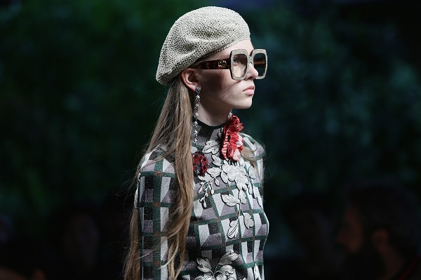 A model walks the runway during the Gucci fashion show as part of Milan Fashion Week Spring/Summer 2016 on September 23, 2015 in Milan, Italy.